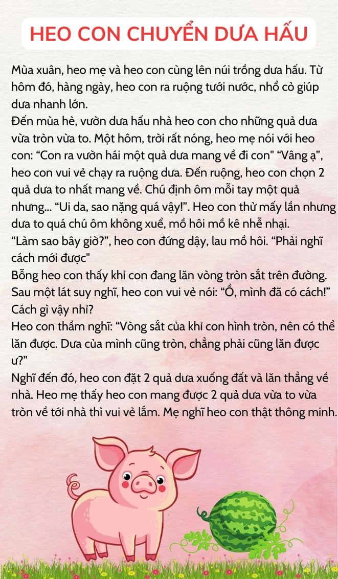 Truyện thiếu nhi Heo con chuyển dưa hấu