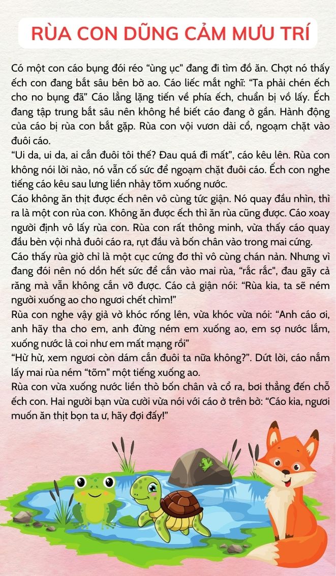 Truyện thiếu nhi Rùa con dũng cảm mưu trí