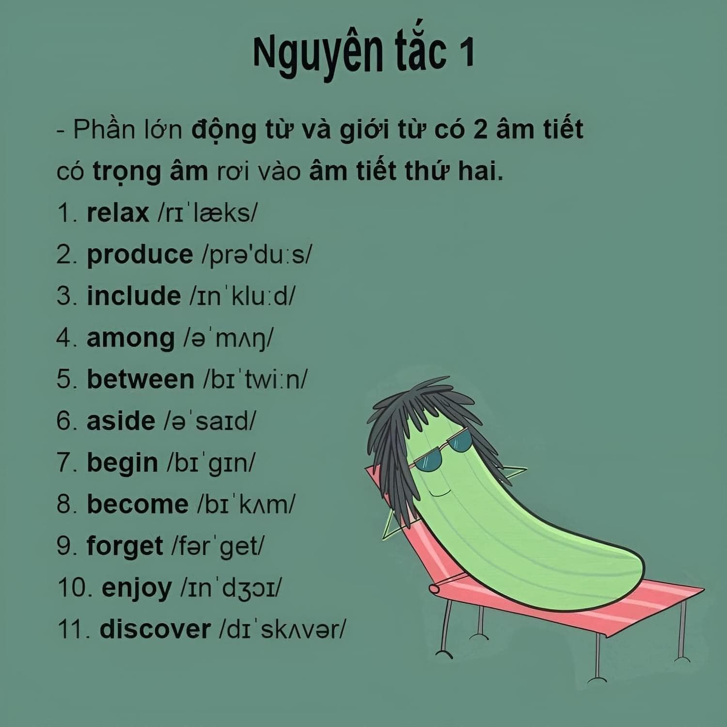 9 nguyên tắc đánh trọng âm trong tiếng Anh