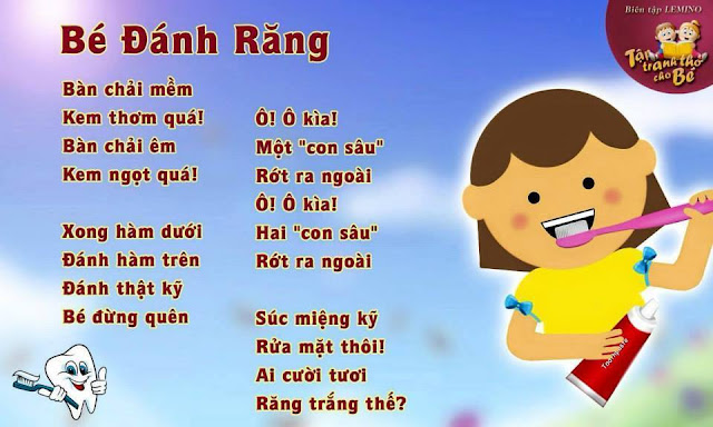 Thơ cho bé :  Bé đánh răng