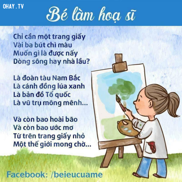 Thơ cho bé : Bé làm hoạ sỹ
