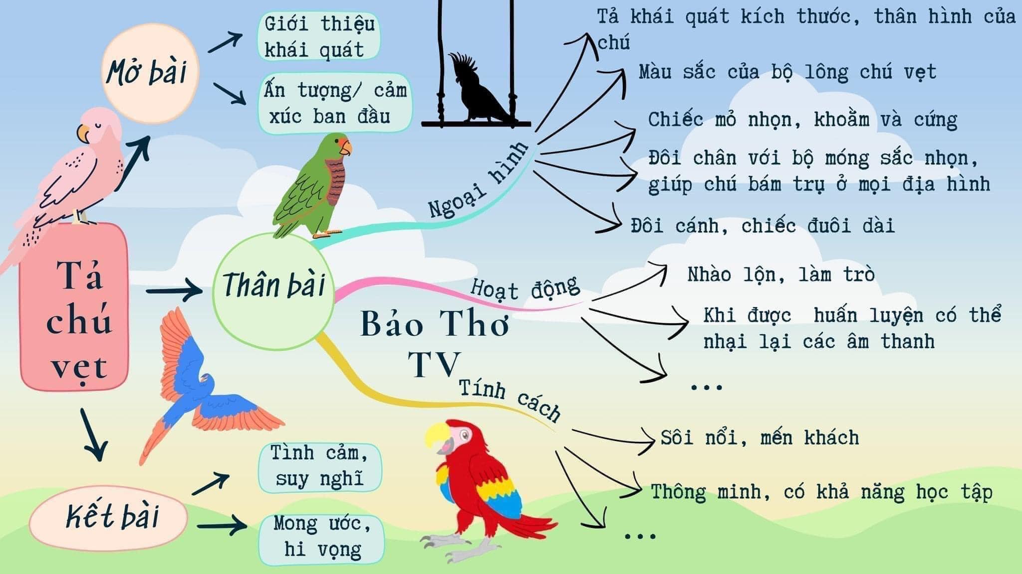 Tranh sơ đồ tư duy tả con vật